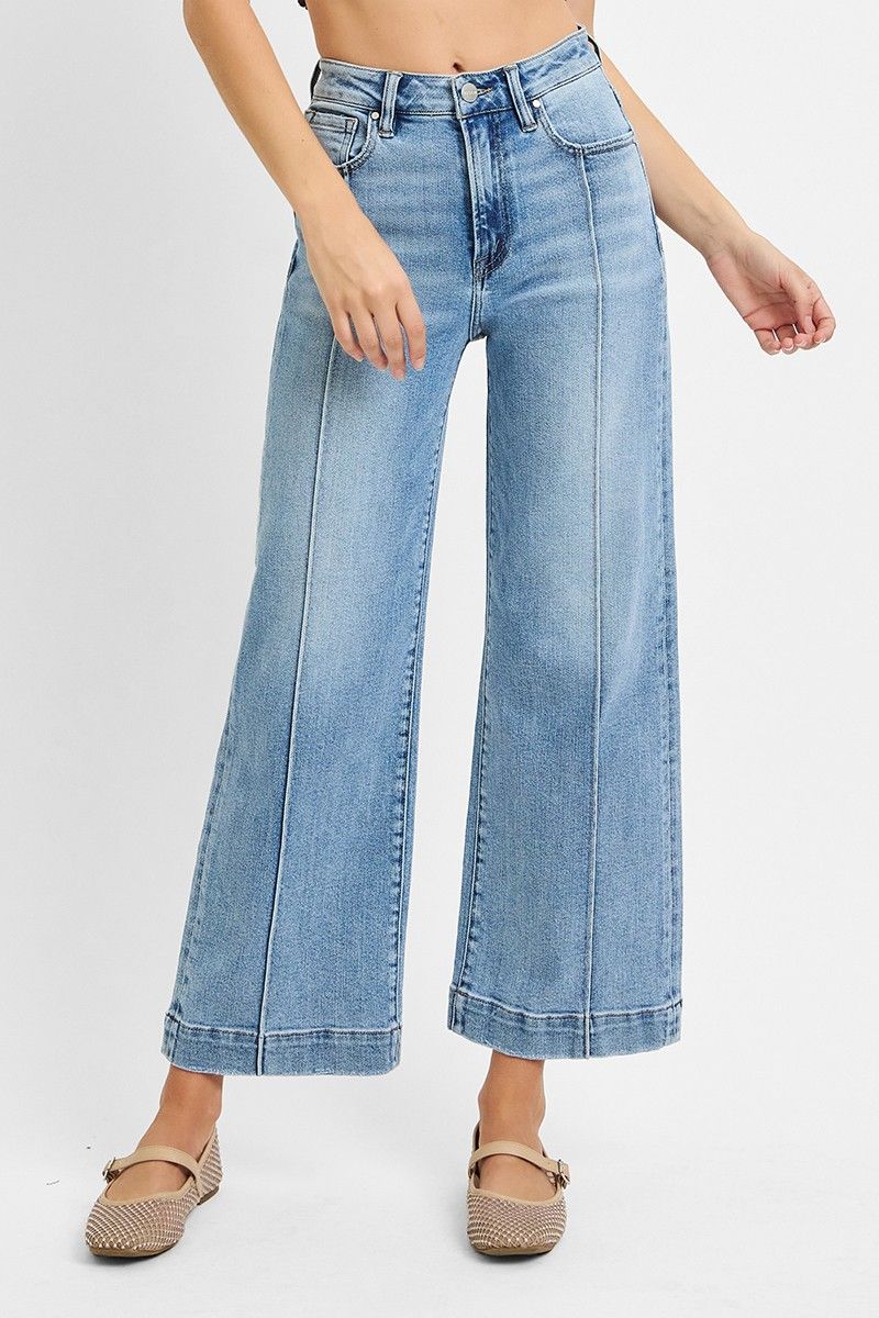 Risen Crop Wide Jeans, Size: 1
