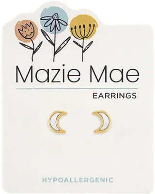 Mazie Mae Girls Earrings | Mother of Pearl Moon Stud
