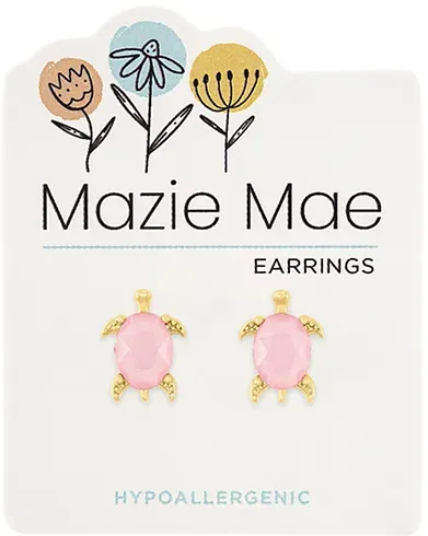 Mazie Mae Girls Earrings Gold Rosewater Turtles