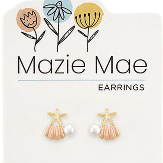 Mazie Mae Girls Earrings | Gold Sea Cluster Stud