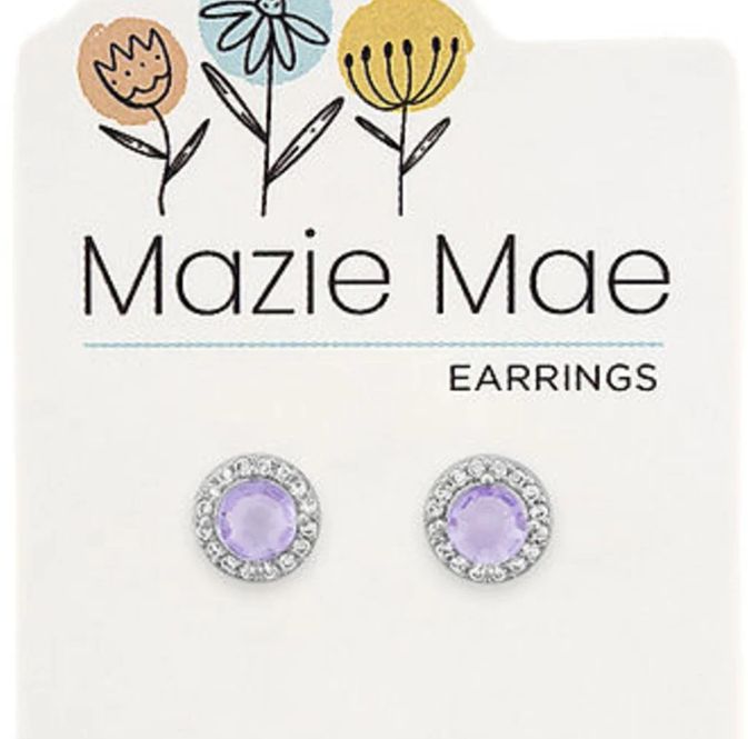 Mazie Mae Girls Earrings | Silver Provence Lavender Halo Stud