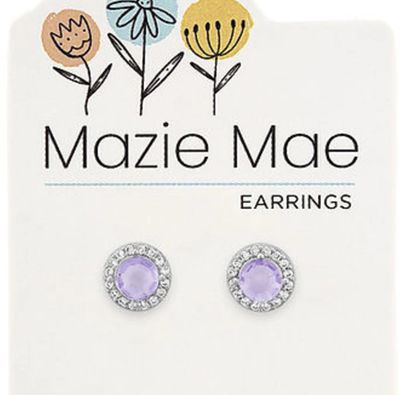 Mazie Mae Girls Earrings | Silver Provence Lavender Halo Stud