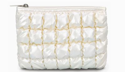 Pearl White Shiny Puffer Pouch