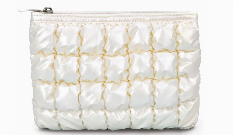 Pearl White Shiny Puffer Pouch