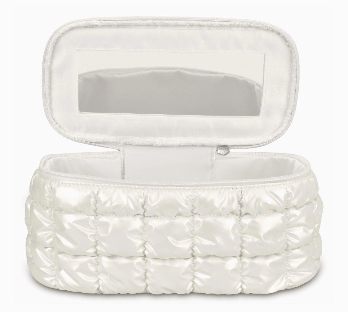 Pearl White Shiny Puffer Cosmetic Case