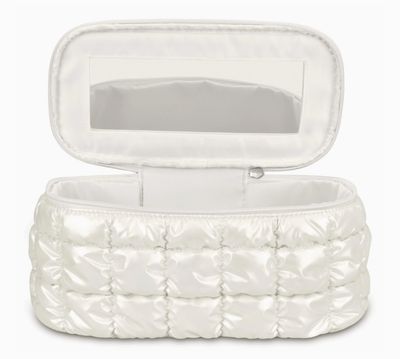 Pearl White Shiny Puffer Cosmetic Case