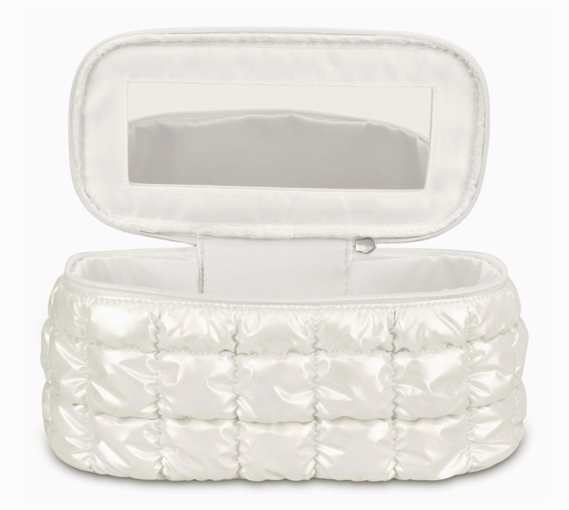 Pearl White Shiny Puffer Cosmetic Case