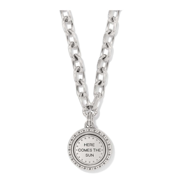 Mosaic Round Two Tone Pendant Necklace