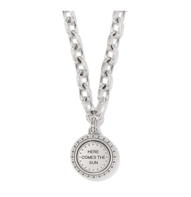 Mosaic Round Two Tone Pendant Necklace