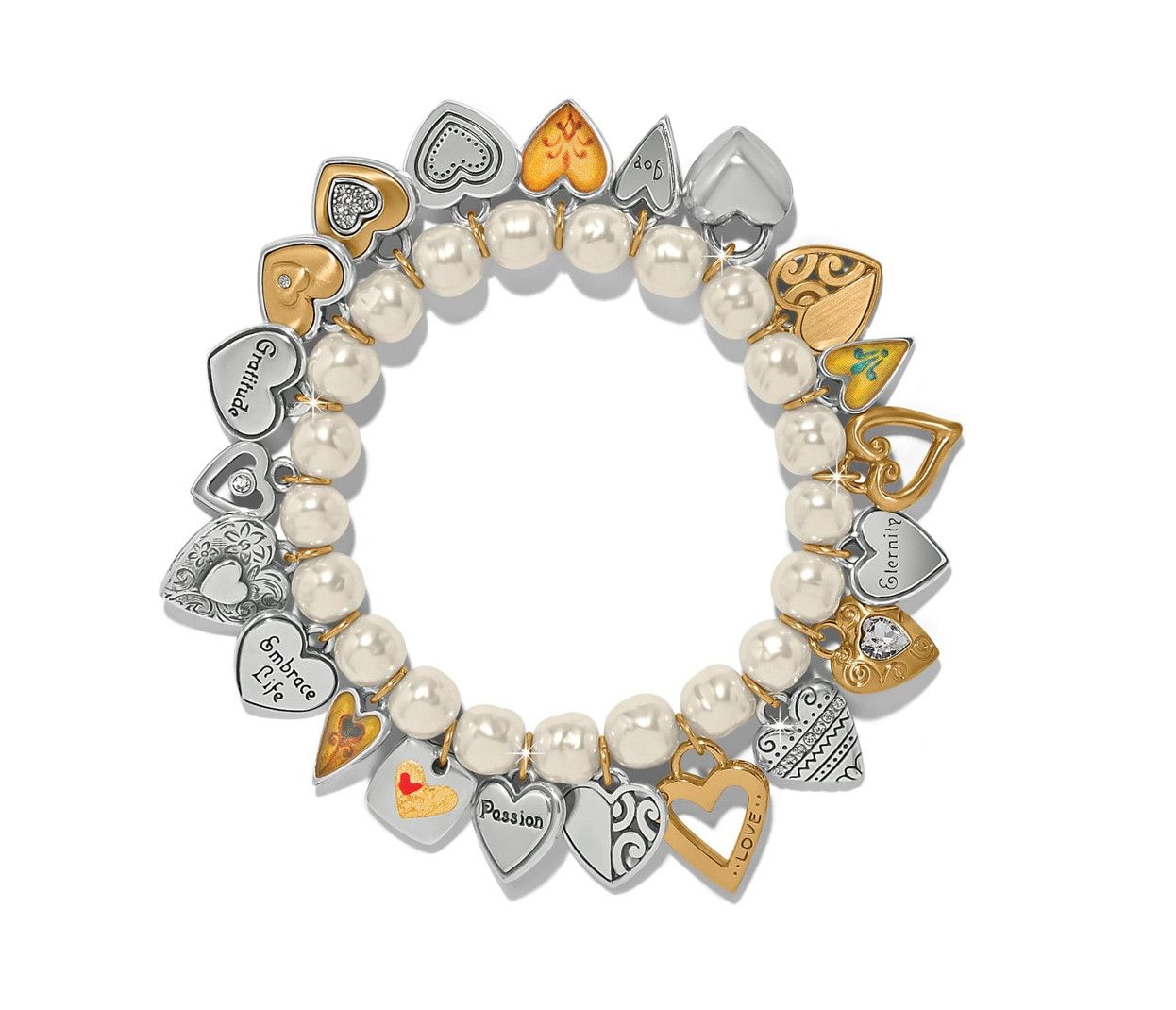 One Heart Pearl Stretch Bracelet