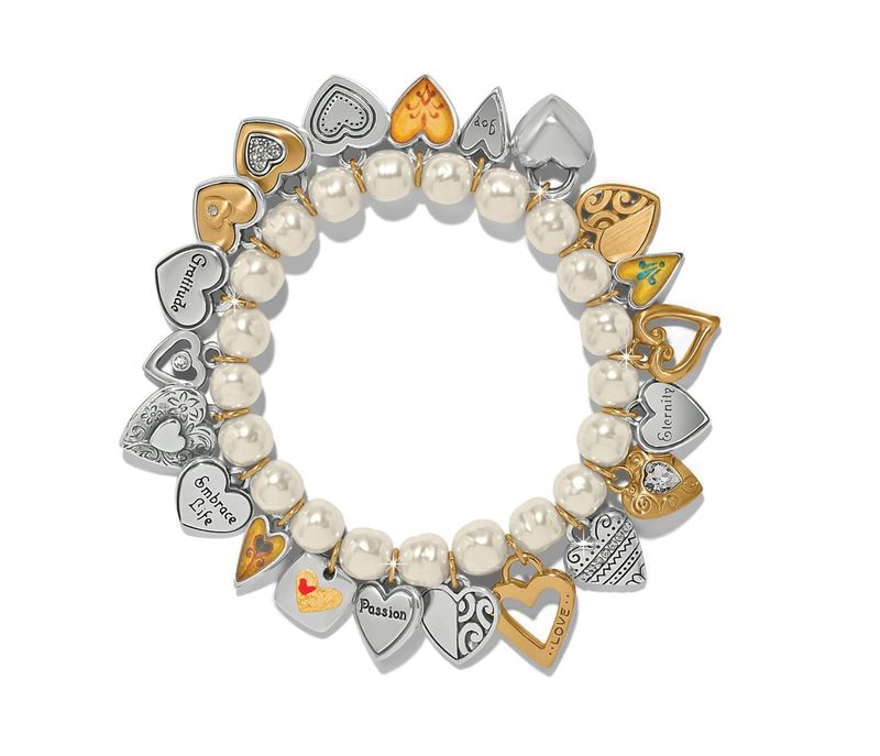 One Heart Pearl Stretch Bracelet