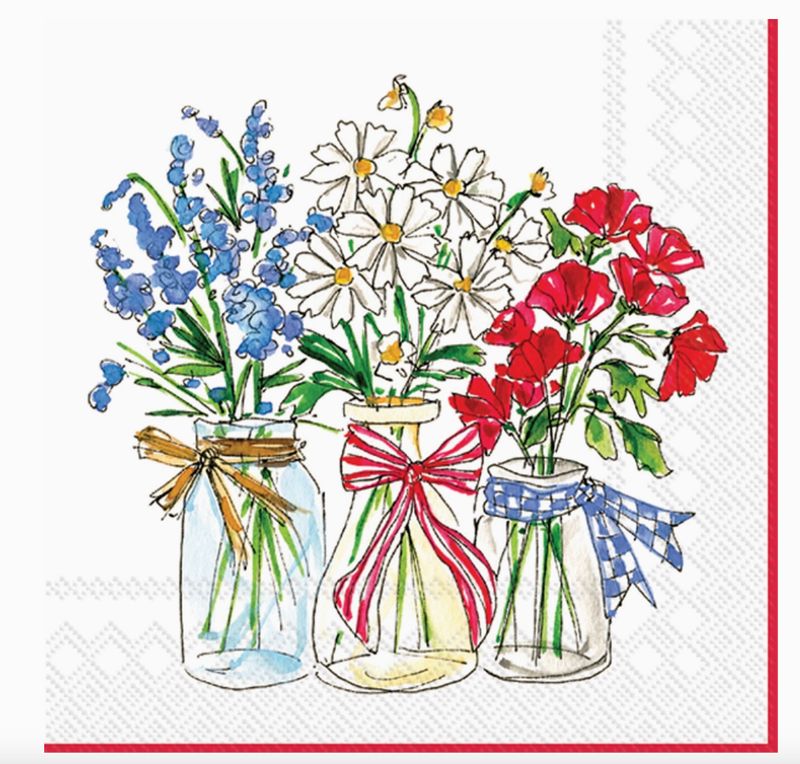 Patriotic Floral Cocktail Napkins