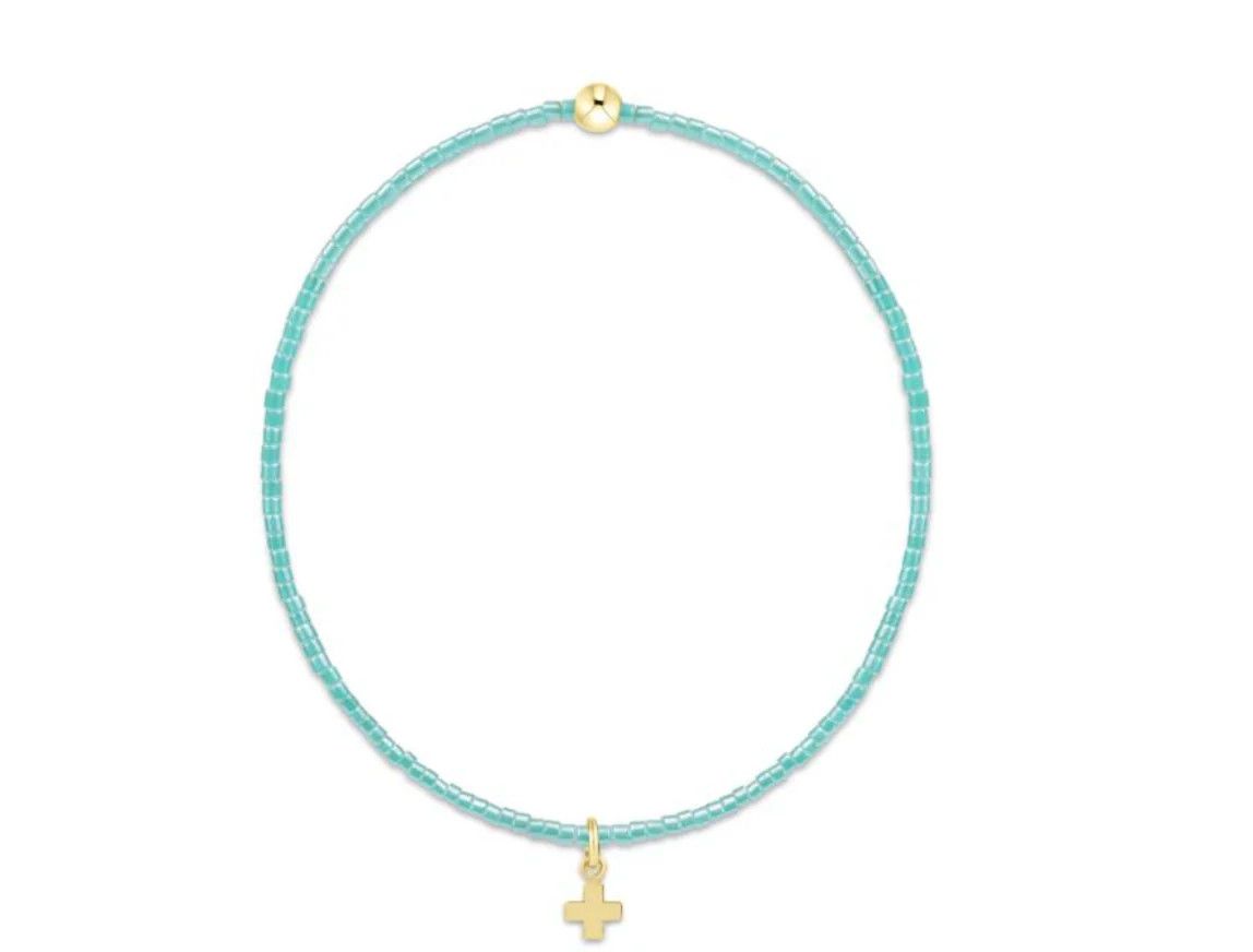 Enewton Hope Classic Sea Glass Bracelet Signature Cross Small Gold Charm