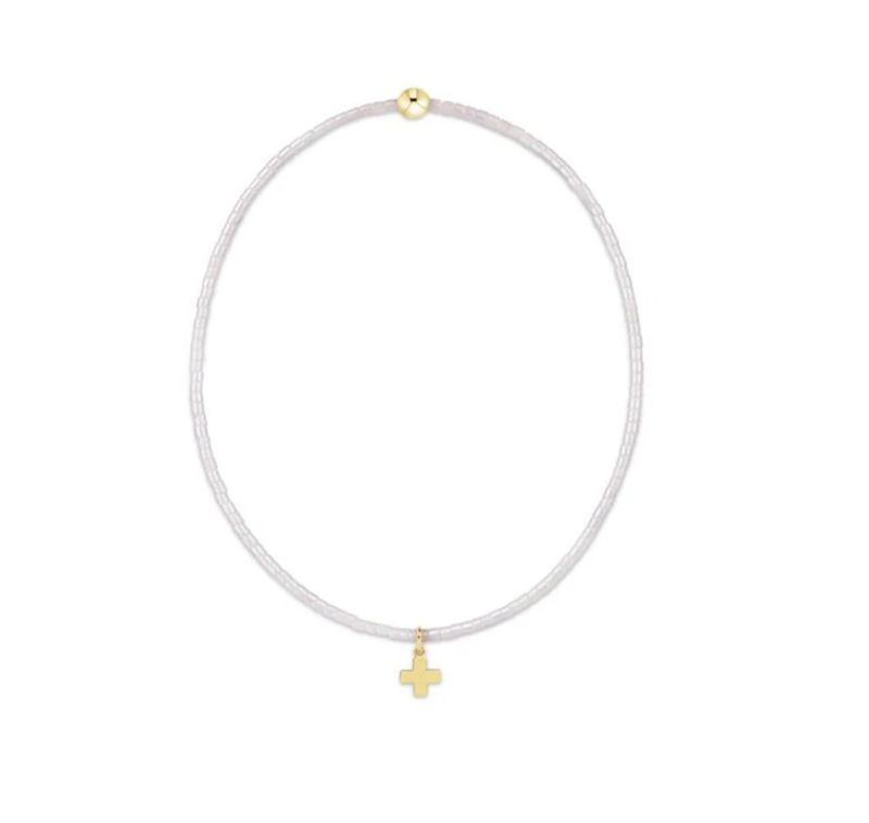 Enewton Hope Classic Silky White Bracelet Signature Cross Small Gold Charm