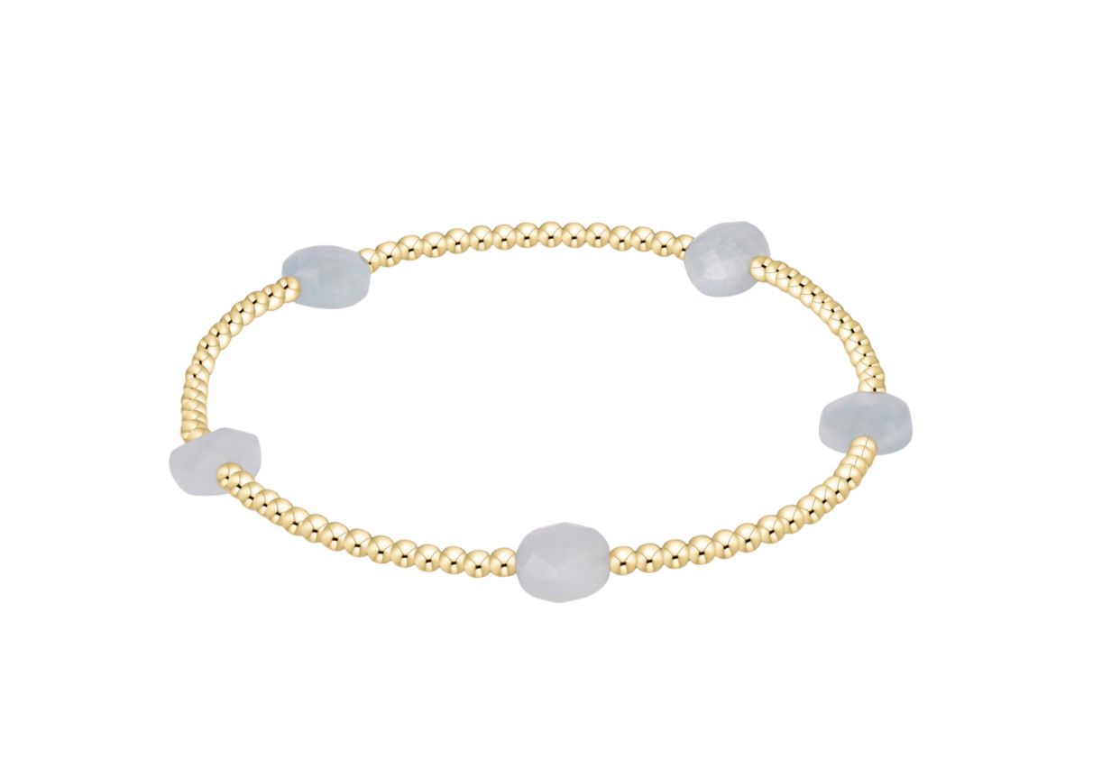 Enewton Admire Small Gem 2mm Gold Bracelet Aquamarine