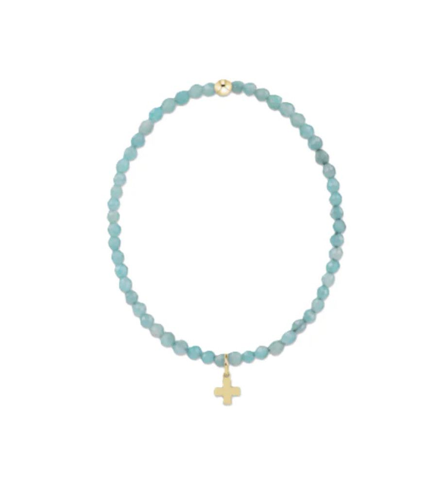 Enewton Classic Amazonite 3mm Bracelet Signature Cross Gold Charm