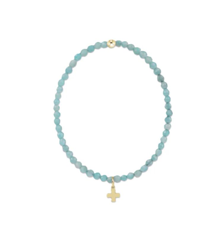 Enewton Classic Amazonite 3mm Bracelet Signature Cross Gold Charm