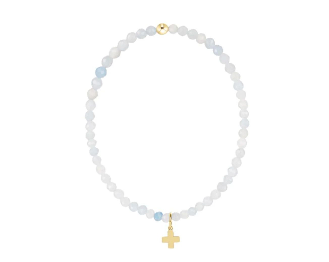Enewton Classic Aquamarine 3mm Bracelet Signature Cross Gold Charm