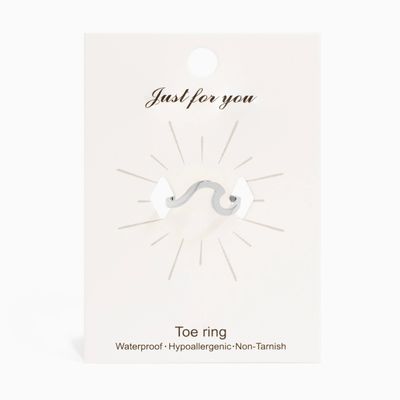 18k Gold Stainless Steel Toe Ring Silver | Wave
