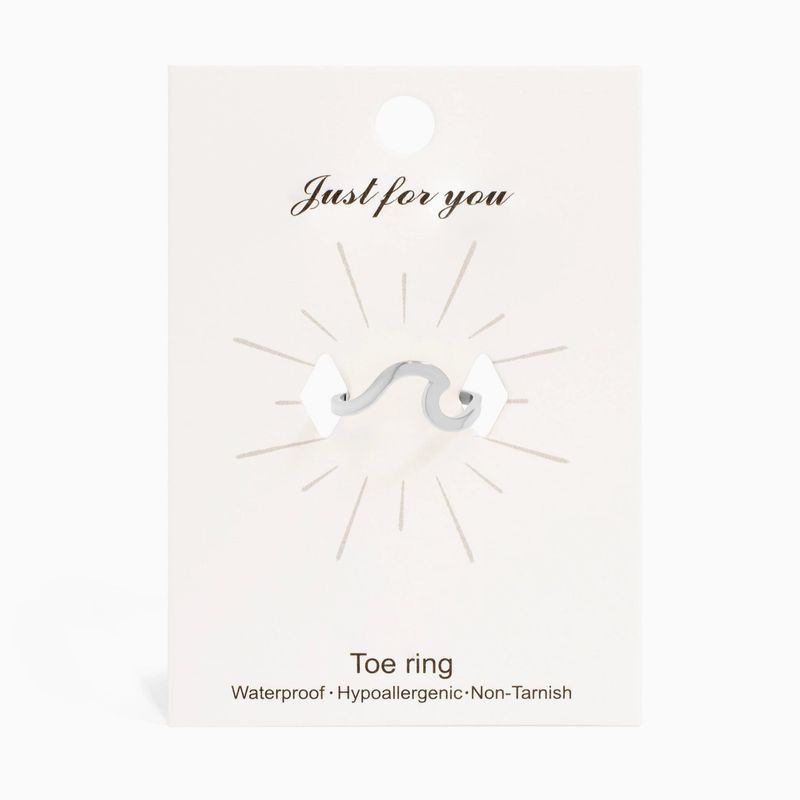 18k Gold Stainless Steel Toe Ring Silver | Wave