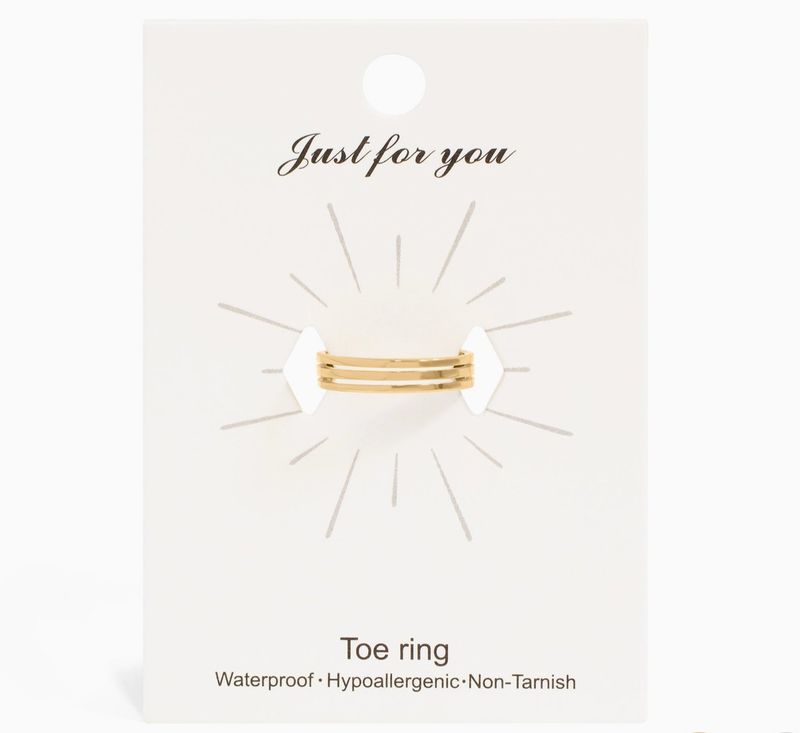 18k Gold Stainless Steel Toe Ring Gold | Triple Ring