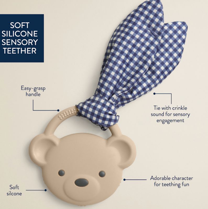 Crinkle Crew™ Teether Rattle | Taupe Bear