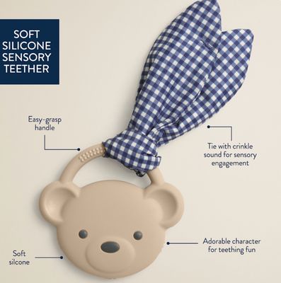 Crinkle Crew™ Teether Rattle | Taupe Bear