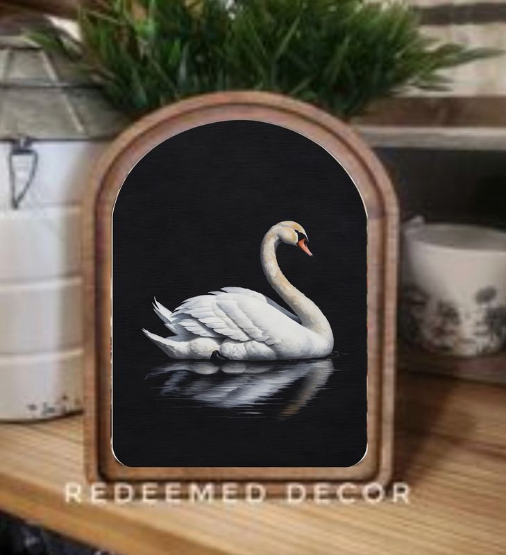 Arch Top Framed Art | Swan 6x8