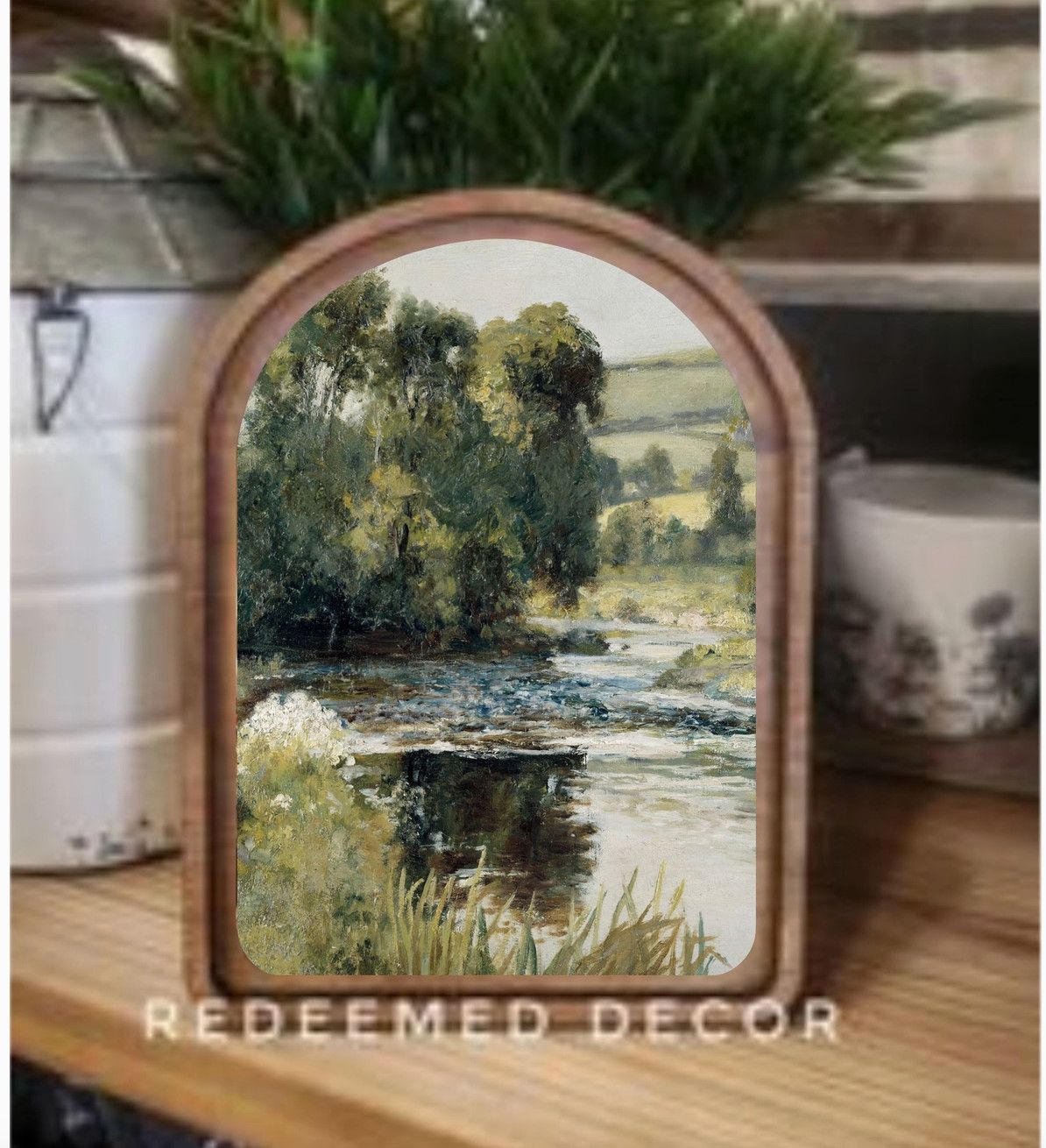 Arch Top Framed Art | Green River 6x8