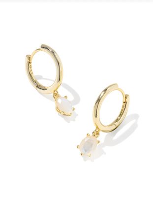 The Cailin Single Stone Huggie Gold Ivory MOP