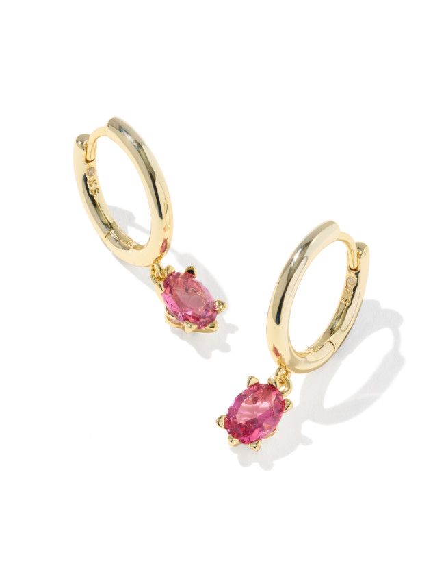 The Cailin Single Stone Huggie Gold Pink Crystal