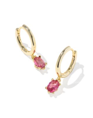The Cailin Single Stone Huggie Gold Pink Crystal
