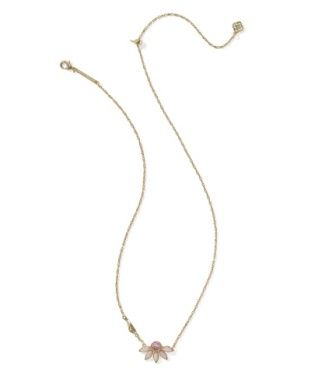 The Anya Flower Pendant Necklace in Gold Light Pink Mix