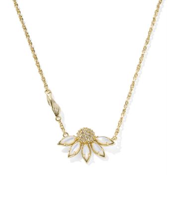 The Anya Flower Pendant Necklace in Gold Ivory Mix