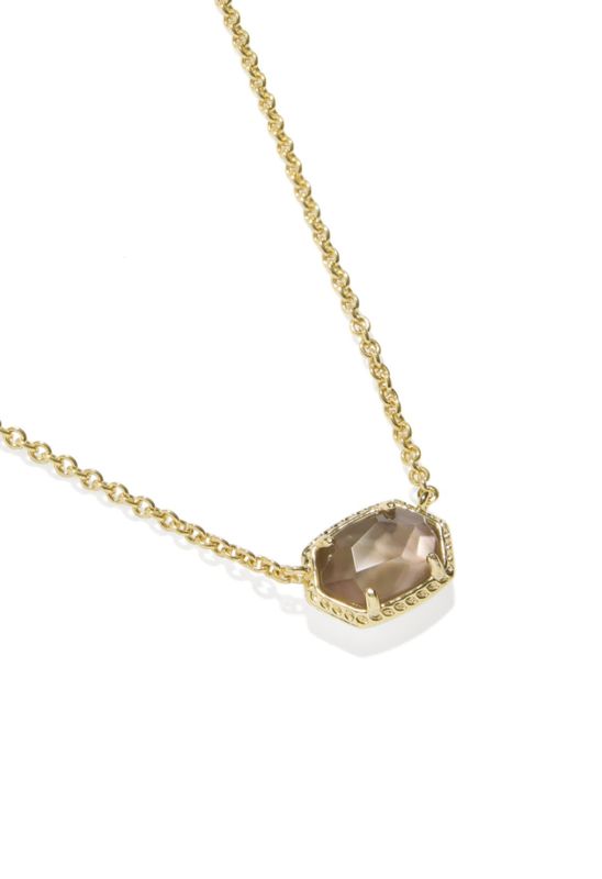 The Daphne Frame Pendant Necklace in Gold Taupe Mother of Pearl
