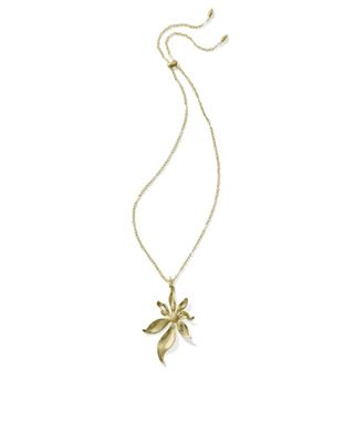 The Anya Flower Long Pendant Necklace in Gold