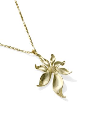 The Anya Flower Long Pendant Necklace in Gold