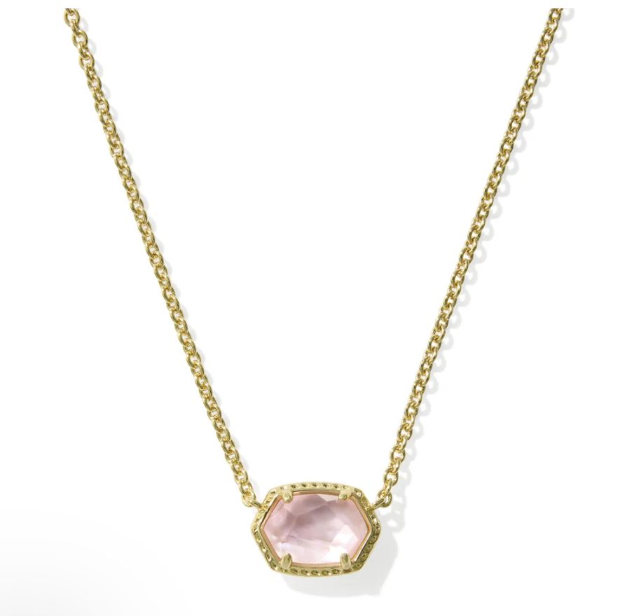 The Daphne Frame Pendant Necklace in Gold Light Pink Mother of Pearl