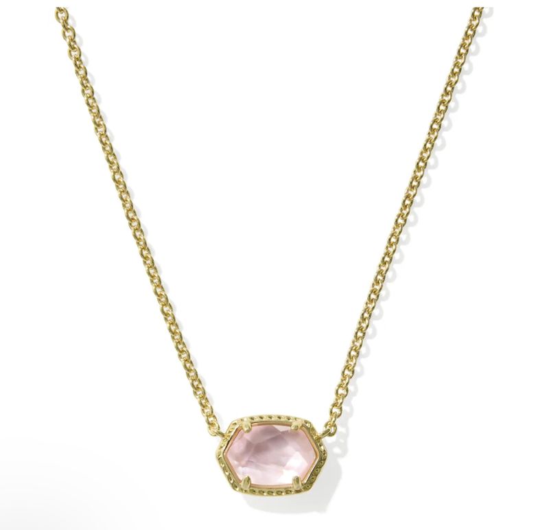 The Daphne Frame Pendant Necklace in Gold Light Pink Mother of Pearl