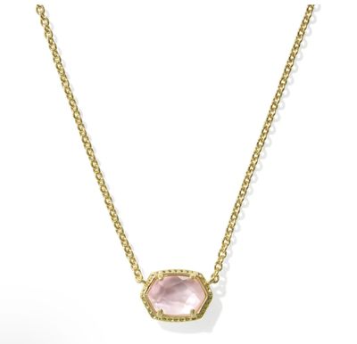 The Daphne Frame Pendant Necklace in Gold Light Pink Mother of Pearl