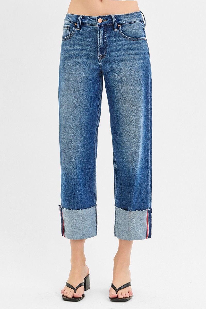Risen Tummy Control Mid Rise Jeans, Size: 1