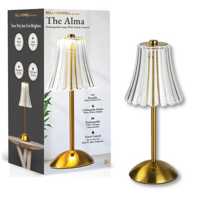 The Alma Clear Scalloped Rechargeable Touch Lamp