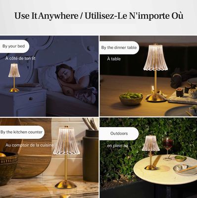 The Alma Clear Scalloped Rechargeable Touch Lamp