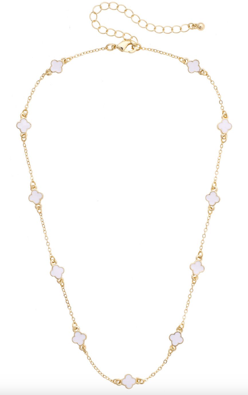 Margaret Dainty Clover Necklace in White