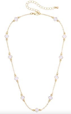 Margaret Dainty Clover Necklace in White