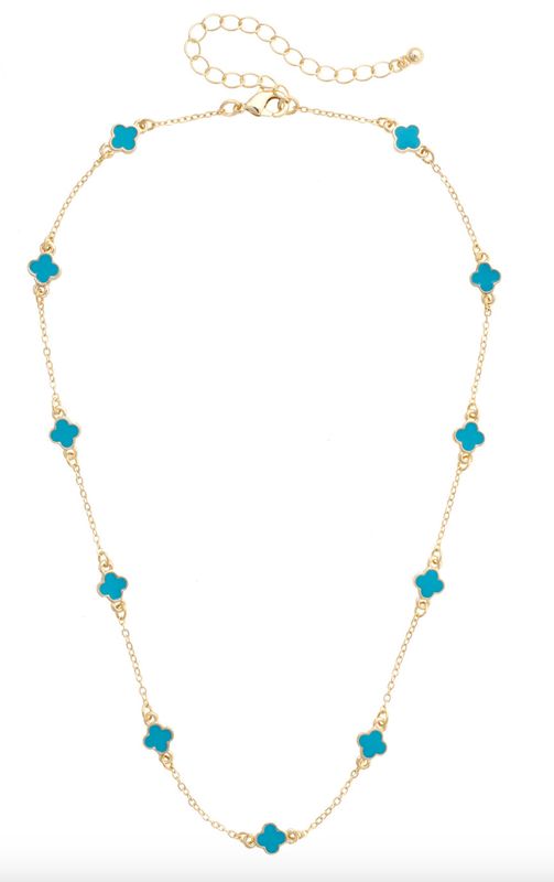 Margaret Dainty Clover Necklace in Turquoise