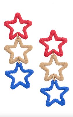 Triple Drop Raffia Star Earrings