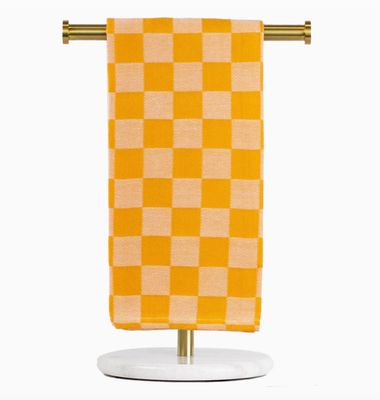 Orange Checkerboard Hand Towel