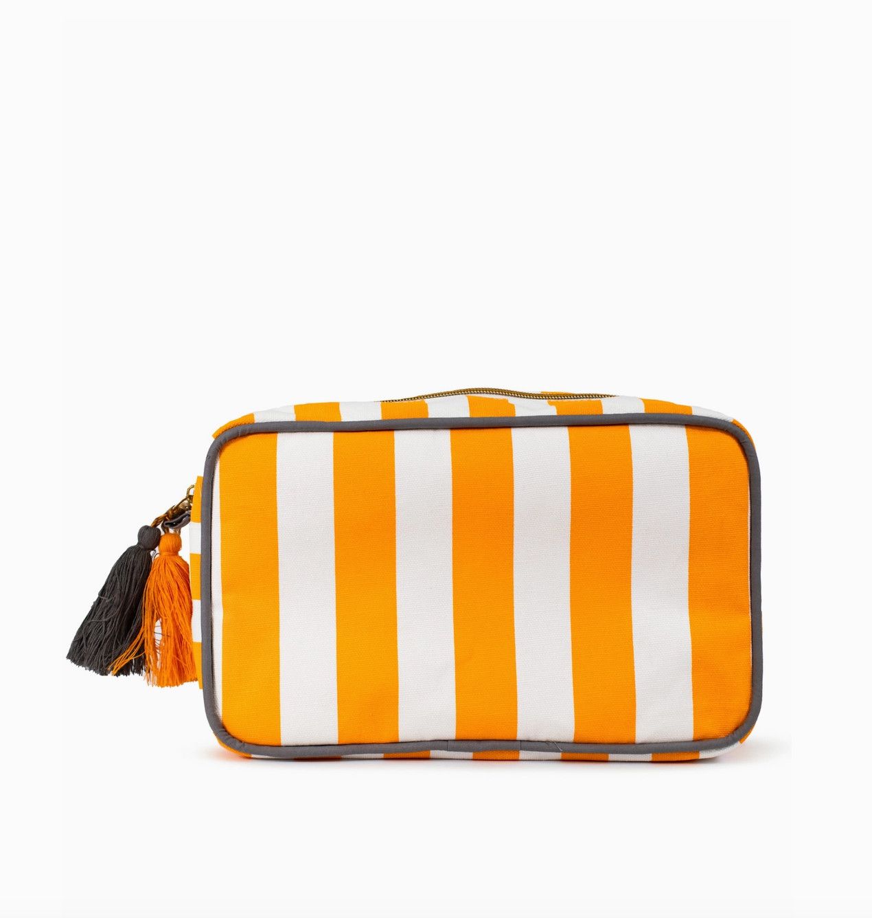 Megan Stripe Cosmetic Bag White &amp; Orange