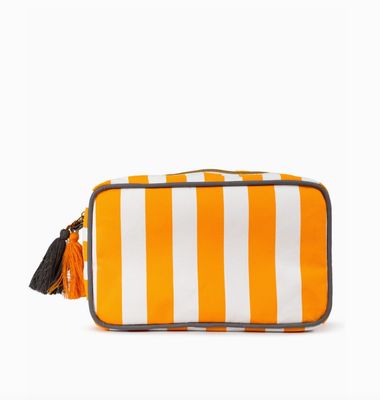Megan Stripe Cosmetic Bag White &amp; Orange